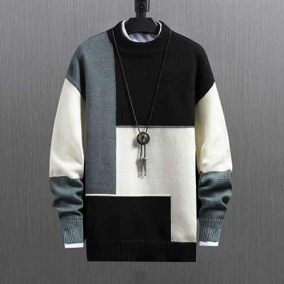 Sweater Men's Winter Pullover Men Autumn Slim Fit Patchwork Knitted Sweaters Mens Brand Clothing Casual Pull Homme Hombre